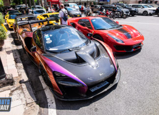 Saigon billionaire parades his fleet of luxury cars, including a unique color Ferrari SF90, to celebrate his wife’s birthday.