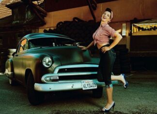 Irresistible Appeal of Classic Beauty beside the Car