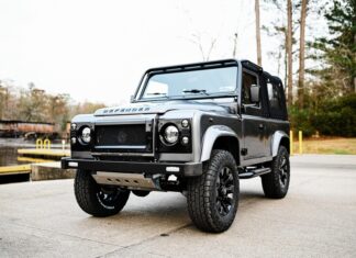Land Rover Defender 90 precisely modified to enhance its climbing and water-crossing capabilities.