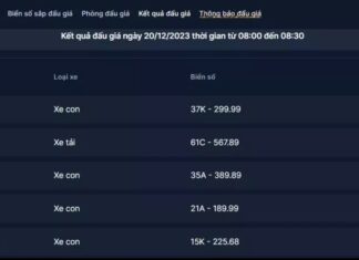 Auction of license plates on December 20: Numerous quadruplet plates sold for high bids, 37K-299.99 takes the top spot