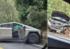 First-ever Tesla Cybertruck in the world involved in an accident, driver sustains minor injuries.