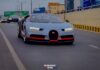 Three Bugatti Chiron cars meet in rare sighting in Cambodia, Asia.