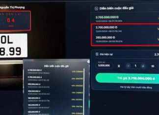 Car license plate 30L-088.99 sells for an astonishing 2.7 billion VND after intense bidding.