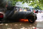 Bentley narrowly avoids setting Ferrari Enzo ablaze.