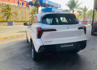Close-up of the all-new affordable Mitsubishi Xforce arriving in Vietnam, ready to be delivered to customers.