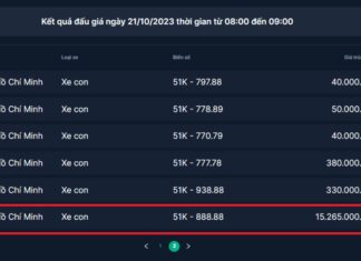Super VIP license plate 51K-888.88 sold for 15.2 billion VND in a re-auction.