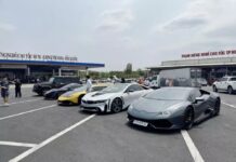 Super Car Convoy Racing from Saigon to Da Lat, Dung “2 Stroke”s team in Can Tho stands out with vibrant purple color and massive license plate