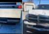 Massive Dodge Ram truck wrecked after colliding with “mobile steel fortress” Tesla Cybertruck