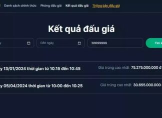 Lot 1 fetched 75 billion VND, super license plate 30K-999.99 auctioned for only over 30 billion VND in the second round