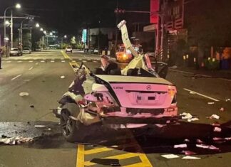 The Ultimate Showdown: Mercedes C-Class Split in Two, Engulfed in Flames After Crashing into a Residence