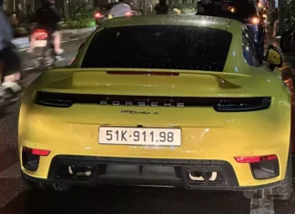 “Exclusive ‘Golden Mai’ Porsche 911 Turbo S: Vietnam’s One-of-a-Kind Masterpiece with a Captivating License Plate”