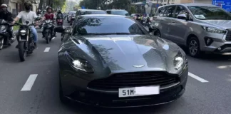 Aston Martin DB11 Sports Car with Premium License Plate in Ho Chi Minh City