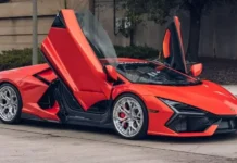 Lamborghini Revuelto: Fiery Red-Orange Exterior Paired with Strikingly Impressive Wheels