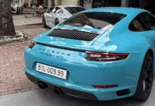 Ultra-Rare Porsche 911 GTS 991.2 in Vietnam Sports License Plate from a Brand-New Toyota Innova